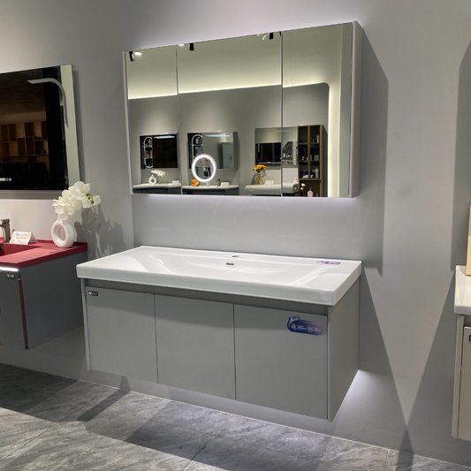 Luxury Modern 120cm Vanity with Ceramic Basin Sink and LED Defogger Mirror | Bathroom Vanity Set