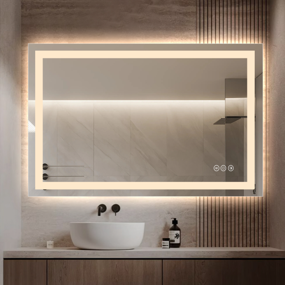 9.53 × 39.37 Inches Modern Home & LED Mirror with Anti-Fog Features | Touch Screen Dimming Light Function