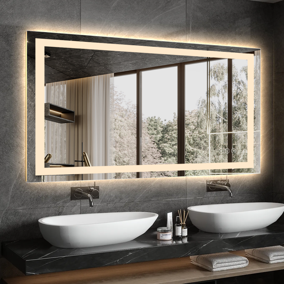 9.53 × 39.37 Inches Modern Home & LED Mirror with Anti-Fog Features | Touch Screen Dimming Light Function