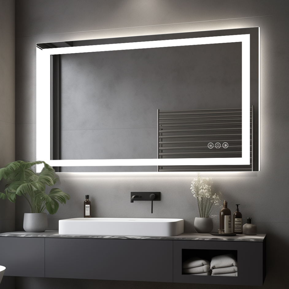 9.53 × 39.37 Inches Modern Home & LED Mirror with Anti-Fog Features | Touch Screen Dimming Light Function