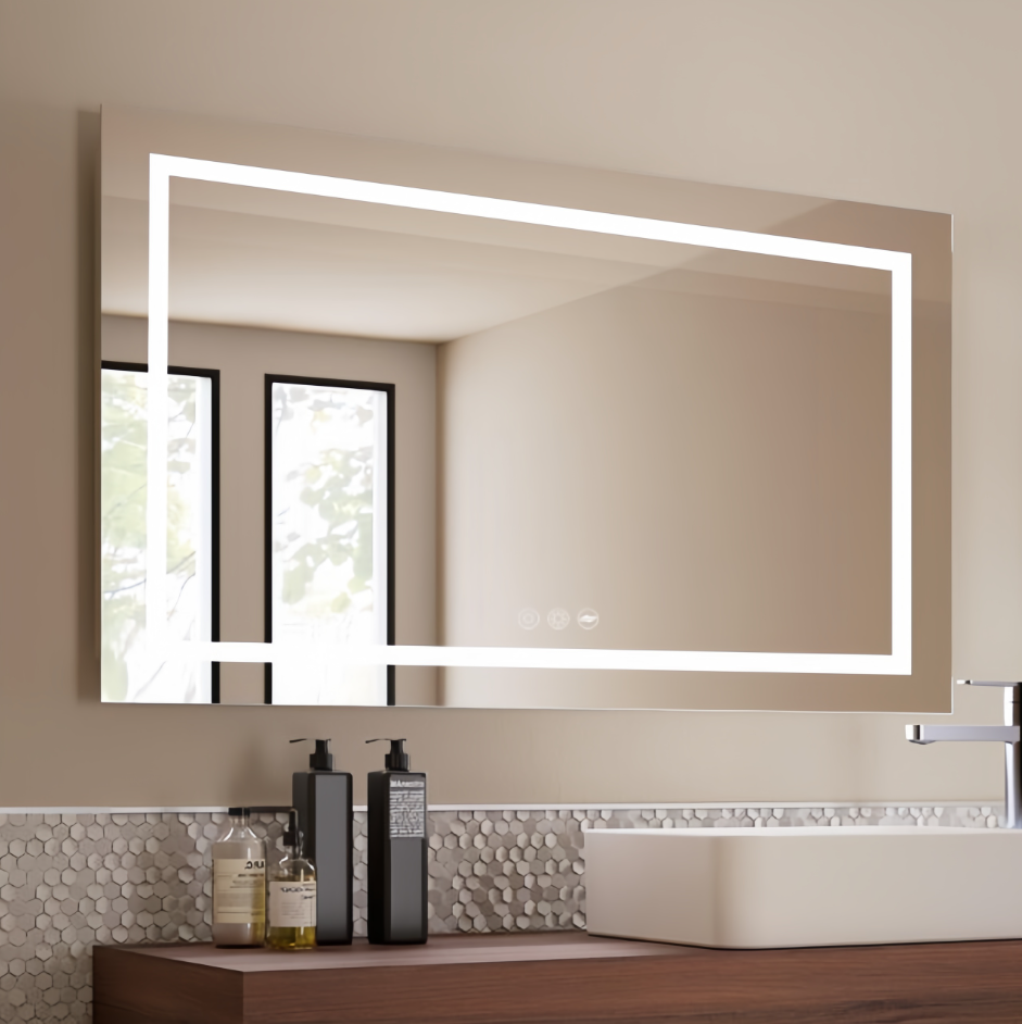 32 x 24 Inch Frameless Rectangle Backlit Mirror | Defogger & Touch Screen Bathroom LED Mirror