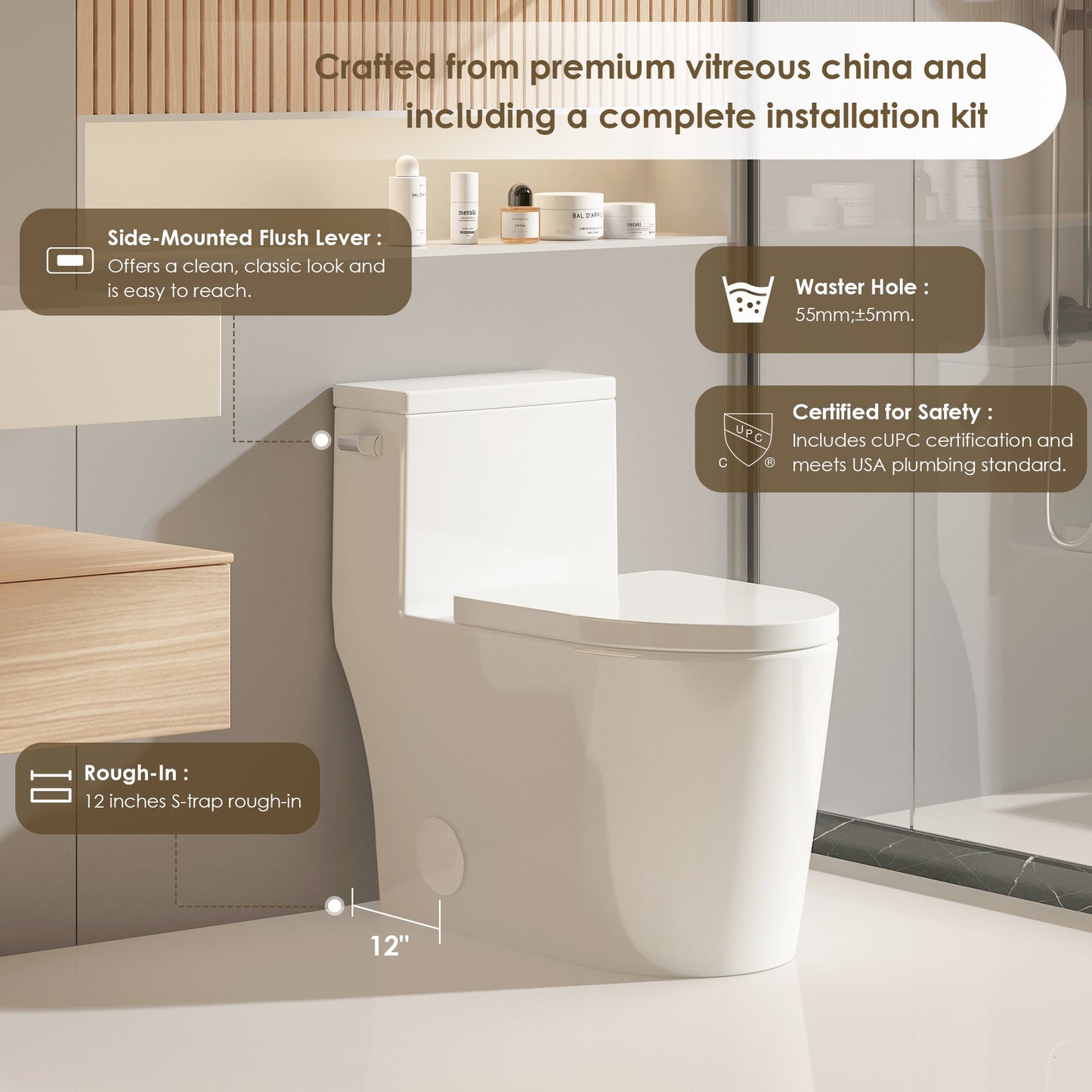 Braila Side-Flush Elongated One-Piece Toilet with ADA Chair Height