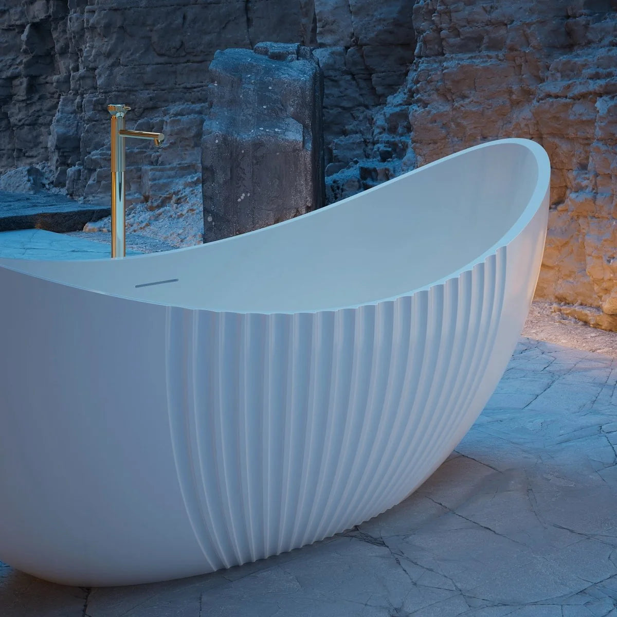 71 Inch MonBlari Acrylic Freestanding Bathtub Fluted