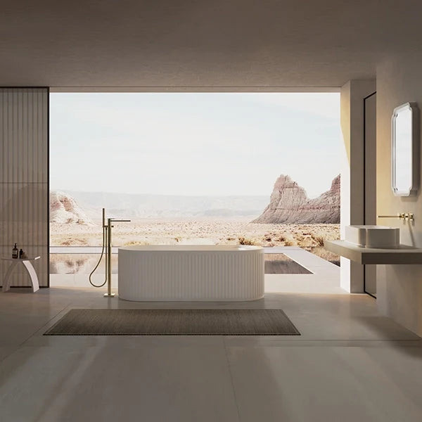 67 Inch MonBlari Solid Surface Freestanding Bathtub | Rounded