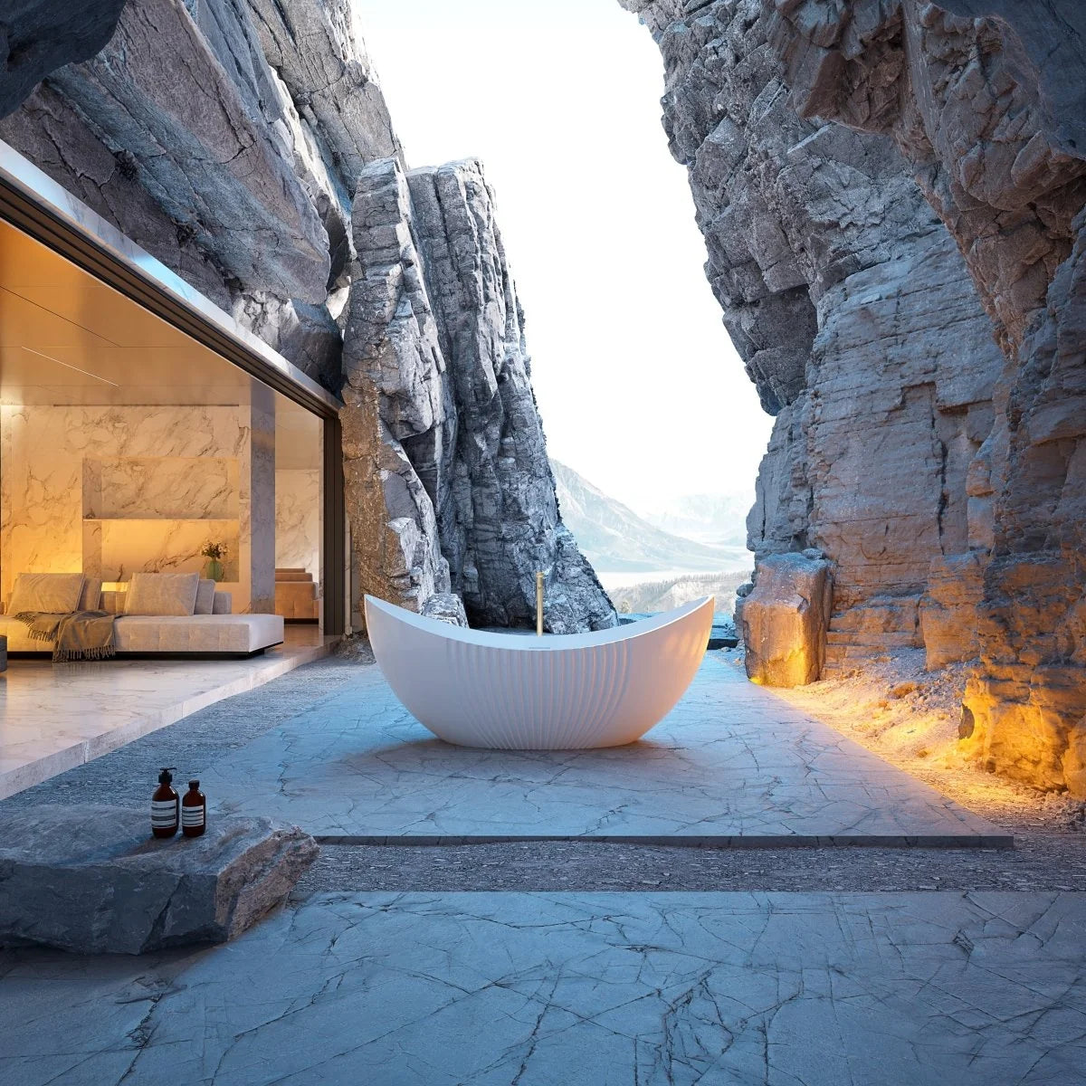 71 Inch MonBlari Acrylic Freestanding Bathtub Fluted