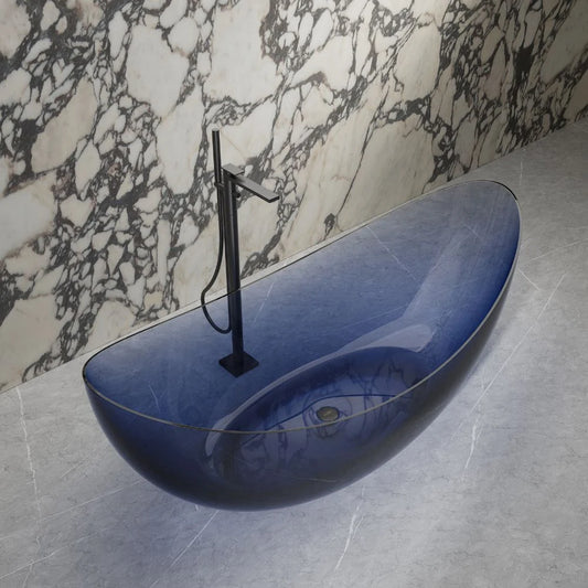 70.9" Monblari Blue Resin Bathtub | Soaking Luxury Freestanding Bathtub