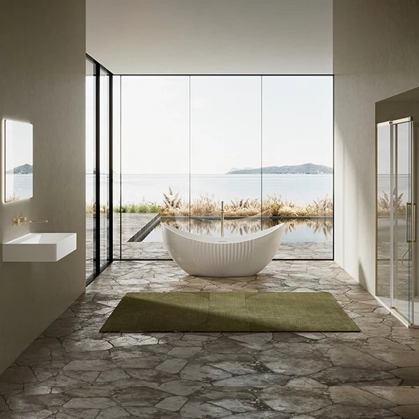 71 Inch MonBlari Acrylic Freestanding Bathtub Fluted