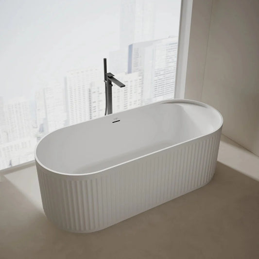 67 Inch MonBlari Solid Surface Freestanding Bathtub | Rounded
