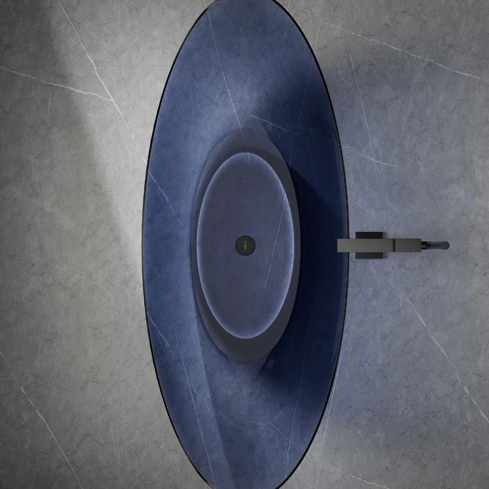 70.9" Monblari Blue Resin Bathtub | Soaking Luxury Freestanding Bathtub