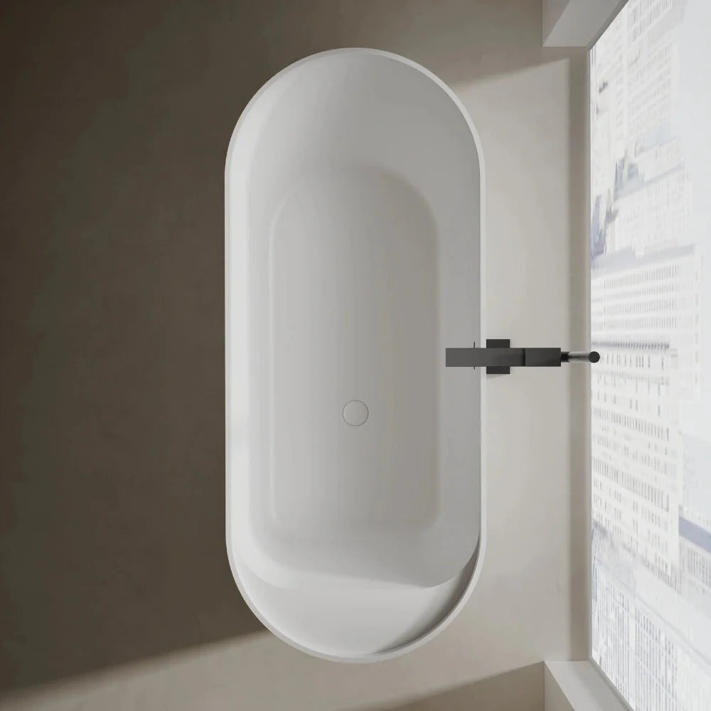 67 Inch MonBlari Solid Surface Freestanding Bathtub | Rounded