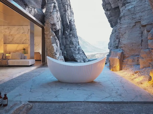 71 Inch MonBlari Acrylic Freestanding Bathtub Fluted